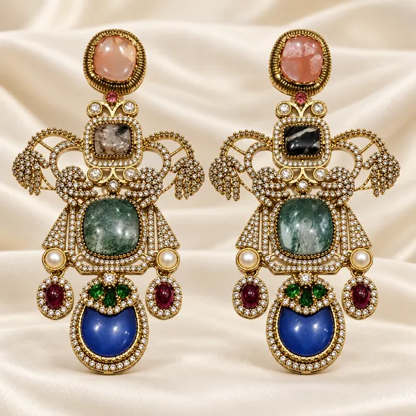 Statement Luxury Kundan Peacock Earrings – Sabyasachi-Inspired Design